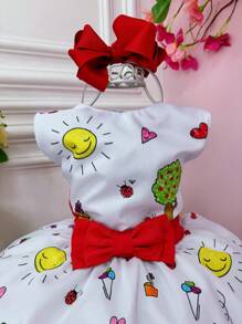 Vestido Infantil Branco Aquarela Luxo Festas Formaturas Princesas