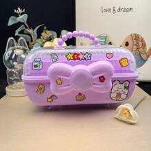1 st. Roze Strik Cosmetica Opbergdoos Plastic Desktop Organizer Grote Capaciteit Haaraccessoires Kantoorbenodigdheden Opbergdoos Stroomloze Draagbare Tafelblad Opbergdoos Meisjeskamer Decoratie Meisjesachtige Kaptafel Opbergdoos Opvouwbare Cosmetica Opbergdoos Badkamer Desktop Organizer
