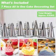 7pcs Set Ruched Piping Tips, Stainless Steel Russian Piping Tips, Piping Tips Set, Suitable For Cake Fondant Decoration, Baking Tools (Silver) - Silver - View 2