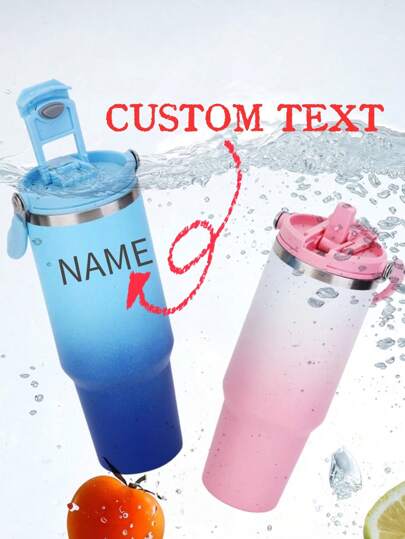 Customized Large Capacity 304 Stainless Steel Vacuum Insulated Tumbler With Straw, Portable Ice Mug For Outdoor & Car Use