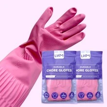 1 双/2 双可重复使用家用清洁手套，橡胶厨房洗碗手套，用于洗碗和清洁任务，灵活持久防滑（中号、大号） - 彩色 - 查看 2