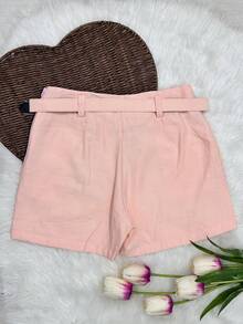 Women's Shorts With Belt - Baby Pink - View 4