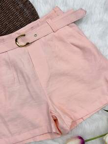 Women's Shorts With Belt - Baby Pink - View 3