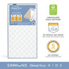 BeautySleep Kids Radiant Diamond Crib And Toddler Mattress, Waterproof, Extra Firm, GREENGUARD Gold, Sustainably Sourced Fiber Core, White/Blue - 黑色 - 查看 2