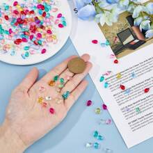 200Pcs Teardrop Glass Beads 9x6x5mm Transparent Water Drop Crystal Glass Beads Random Mixed Czech Glass Beads Mixed Color Beads Charm For DIY Jewelry Making CraftHole:1mm - Multicolor - View 3
