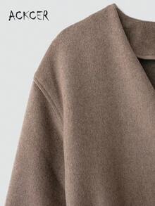 女士时尚休闲 V 领长袖夹克（配腰带）