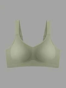 3 Peças/Conjunto Sutiãs Sem Costura Com Fechamento Frontal e Enchimento para Mulheres, Minimiza o Busto, Sutiãs Esportivos Sem Costura Finos e Sem Arame para Tamanhos Grandes