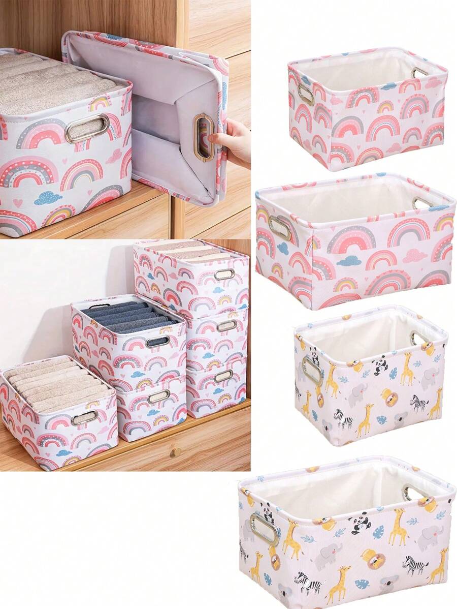 1pc Rainbow Foldable Fabric Bins,Multi-Color Organizers Decorative,Utility Organizing Baskets For Shelves Closet,Room,Home Storage.,Organiser,Organizer,Makeup Organizer,Travel,Room Decor,Room,Rattan Basket,Baskets For Gifts,Black Baskets,Basket,Storage Basket,Storage Box