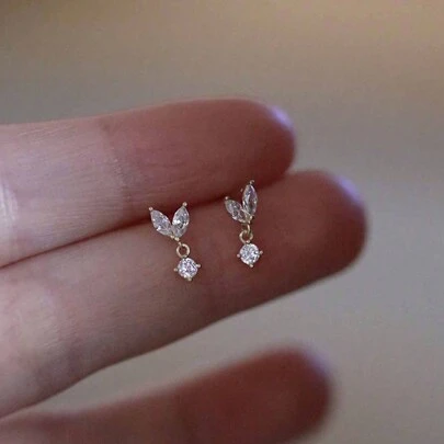 1 对时尚 S925 纯银几何方晶锆石流苏耳环，优雅珠宝礼物，适合女性旅行、派对和日常佩戴