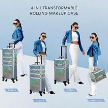 Stagiant Rolling Makeup Train Case Large Storage Cosmetic Trolley 4 In 1 Large Capacity Trolley Makeup Travel Case With Key Swivel Wheels Salon Barber Case Traveling Cart Trunk - Black - Maroon - View 3