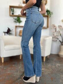Full Size Mid-Rise Waist Straight Jeans - 酸性介質 - 查看 7