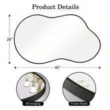 Asymmetrical Wall Mirror - Wall Mirrors Decorative Asymmetrical Mirror Aviation Aluminum Alloy Frame For Bathroom, Bedroom, Living Room, Cloakroom, Entryway Gifts Home Decor Back To School Room Decor School Supplies