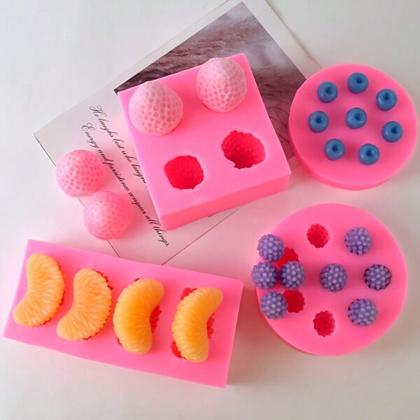 4-Piece Fruit Shaped Silicone Mold Kit, Suitable For Candle Making And Decoration