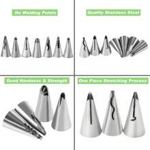 7pcs Set Ruched Piping Tips, Stainless Steel Russian Piping Tips, Piping Tips Set, Suitable For Cake Fondant Decoration, Baking Tools (Silver) - Silver - View 3