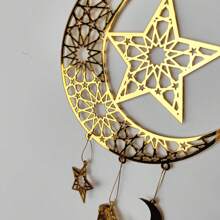 1pc Luxury Gold Acrylic Windchime With Stars And Moons, Hanging Decoration, Comes With 1m Gold String And Hook, Great Gift Idea For Friends, Family And Elders, Ramadan, Ramadan Decor, Eid Mubarak