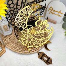 1pc Luxury Gold Acrylic Windchime With Stars And Moons, Hanging Decoration, Comes With 1m Gold String And Hook, Great Gift Idea For Friends, Family And Elders, Ramadan, Ramadan Decor, Eid Mubarak