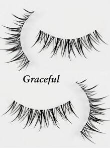 5 对自然黑色柔软细带全条睫毛，适合初学者、日常佩戴、约会、新娘、节日化妆、派对、郊游、旅行