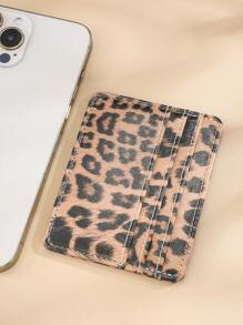 1 件印花多卡槽银行时尚男女通用卡片收纳盒豹纹情人节豹纹猎豹印花卡夹卡片夹钱包名片夹信用卡夹卡片夹女士女士迷你钱包卡片钱包 - 彩色 - 查看 4