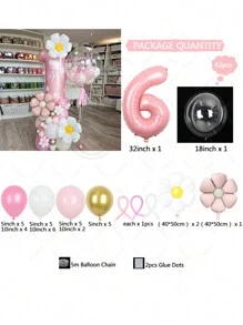 42 件雏菊柱气球套装，派对装饰 - 粉色 - 查看 12