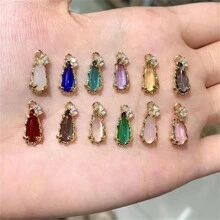 5/10pcs Copper Edged Cubic Zirconia Glass Water Drop Pendant, DIY Earring, Necklace, Bracelet Materials, Jewelry Accessories