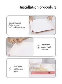 1 pieza Caja de arena para gatos desechable y plegable, inodoro portátil para gatos, bandeja de arena para mascotas para uso en exteriores - Multicolor - Ver 9