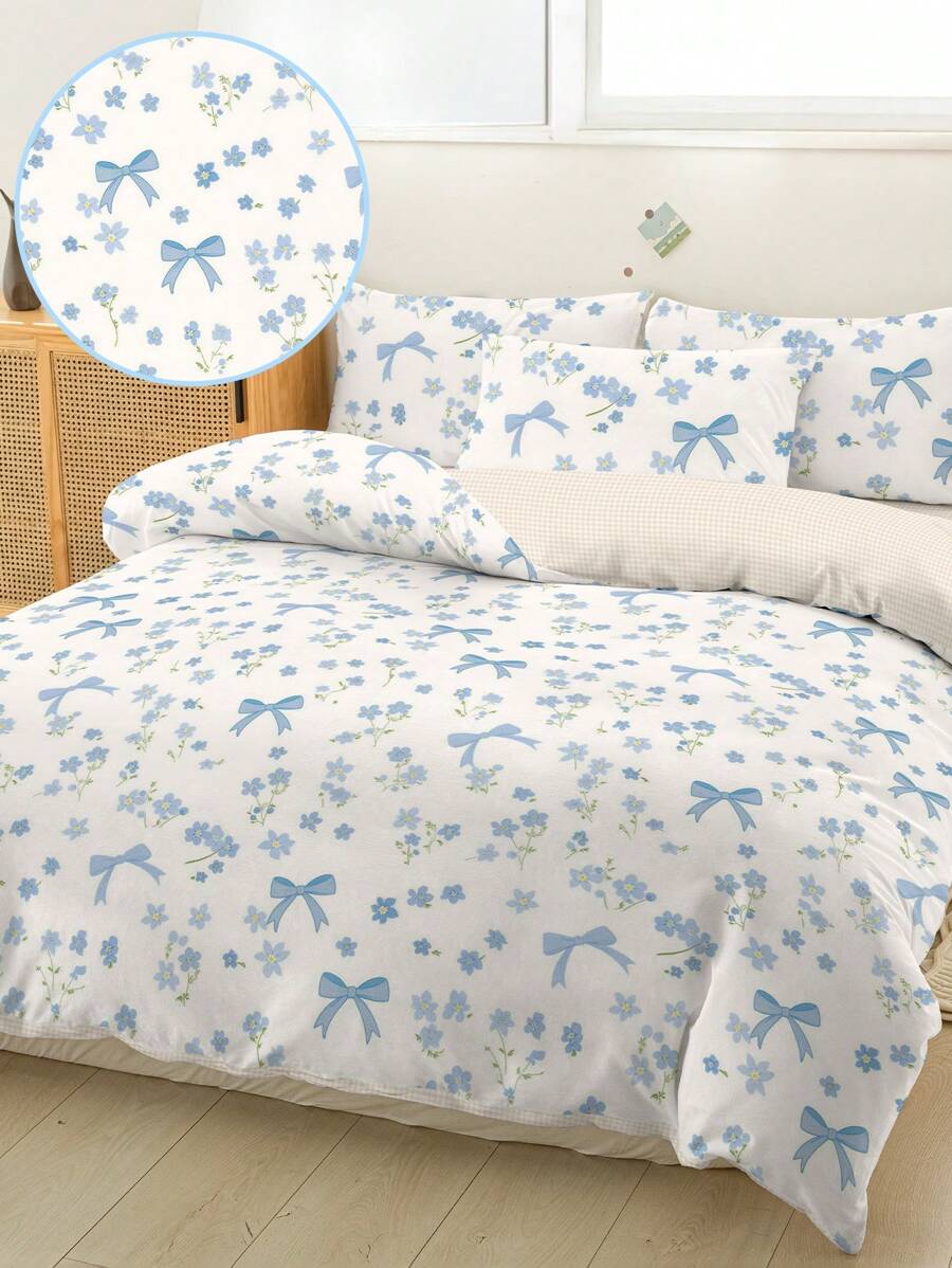 2/3pcs Duvet Cover Set, Comforter Cover Set, Bedding Set, Independence Day , Cute Princess Style Duvet Cover Set, Valentine's Day Bedding Gift Set, Soft And Comfortable Bedding Set For Bedroom, Skin Friendly Double Bedding Set, Christmas Bedding Set, Made Of Soft And Breathable Fabric, All Size Bed, For Twin, Full, King, Queen Size, Machine Washable - Blue Valley Thoughts - View 1