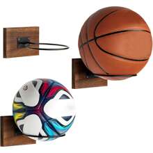Ball Holder Wall Mount Ball Stand Display Storage For Basketball Football Soccer Volleyball - Brown - View 2