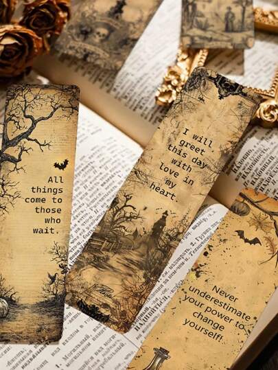 30 pièces Signets vintage anglais inspirants sombres, cadeau de lecture pour étudiants, décoration de livre élégante, cartes de notes, fournitures scolaires, rentrée scolaire