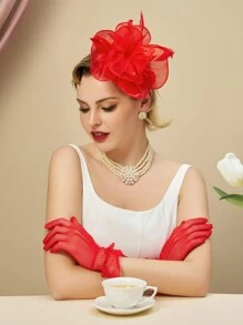 1pc Fascinators Hat Tea Party Headwear Ribbons Feathers On A Headband And A Clip For Girls And Women Halloween