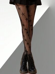 4 Pairs Of Love Stars And Ripped Design Women's Fishnet Stockings