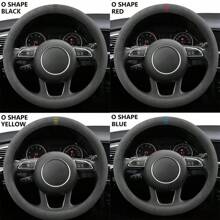 Car Steering Wheel Covers Cowhide Suede Steering Wheel Cover Wrap Universal 37-38cm Breathable Steering Covers Car Accessories - Red - View 6
