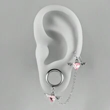2 piezas Nuevos enchufes colgantes hipoalergénicos de acero inoxidable en forma de corazón, túneles, dilatadores para perforación de orejas, en tallas 2g y 0g, juego de joyas para perforaciones corporales