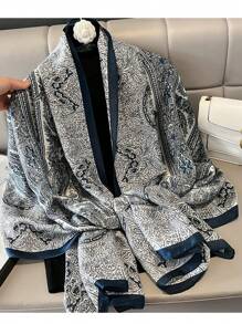 1 件 180 * 90 厘米围巾时尚佩斯利斗篷头巾头巾沙滩罩纱笼几何图案花卉字母印花时尚围巾长缎丝感大头巾时装设计师新款优雅头巾盖头轻质防晒披肩系列礼物婚礼新娘伴娘披肩礼物 - 圍巾 - 查看 2