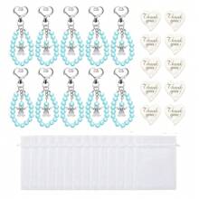 1-20 套可爱天使钥匙扣，附赠礼品袋和感谢卡，适用于洗礼、新娘送礼会、婚礼、性别揭晓派对