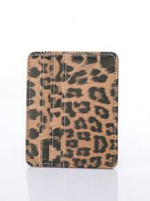 1 件印花多卡槽银行时尚男女通用卡片收纳盒豹纹情人节豹纹猎豹印花卡夹卡片夹钱包名片夹信用卡夹卡片夹女士女士迷你钱包卡片钱包 - 彩色 - 查看 5