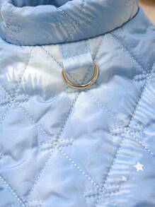 1pc Pet Clothes Cat Clothing Autumn/Winter Warm Soft Skin-Friendly Outdoor Windproof Cold-Resistant Ice Blue Diamond Quilted Cotton Jacket - Multicolor - View 7