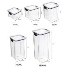 Tarros Sellados Organizador de Almacenamiento de Granos de Cocina Tanque Grande Caja de Almacenamiento de Plástico a Prueba de Humedad Juego de Tarros de Condimentos para el Hogar - Cubierta negra - Ver 2