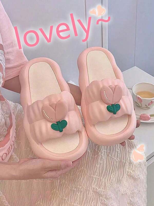 Chinelos femininos, uso externo/interno, sola grossa antiderrapante, fofos e confortáveis, adequados para o verão e o inverno