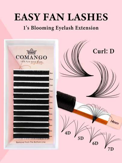 CoMango 12Rows D Curl Easy Fan Bloom Eyelash Fast Fan Self-Making Fans Volume Lashes Austomatic Flowering Camellia Lash Extensionlash Clusters,Eyelash Clusters,Individual Eyelashes,Lashes,Fake Lashes