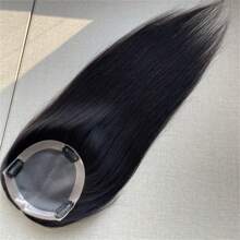 1 Pc Free Parting Human Hair Clip In Toppers para mulheres, Invisible Hair Topper Mono Base Humano Topper 5 * 5 polegadas Cor Natural Topper para mulheres com cabelo ralo Cabelo humano real