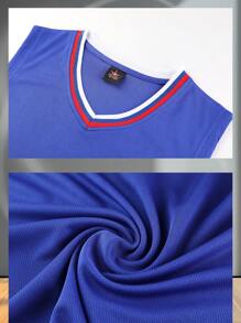 推荐男士篮球和足球国家队、世界杯足球俱乐部、专业运动装备、户外背心，可特别定制您的姓名、号码、标志以及您需要在衣服上印制的任何图案。 - 藍色 - 查看 5