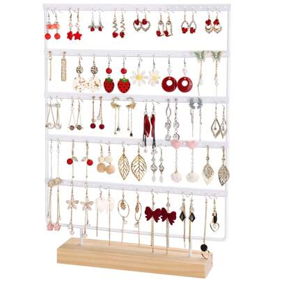 Earring Display For Vendors, Large Earring Holder Organizer Stand For Retail With 5 Tiers & 120 Holes Back To School Dormitory Storage