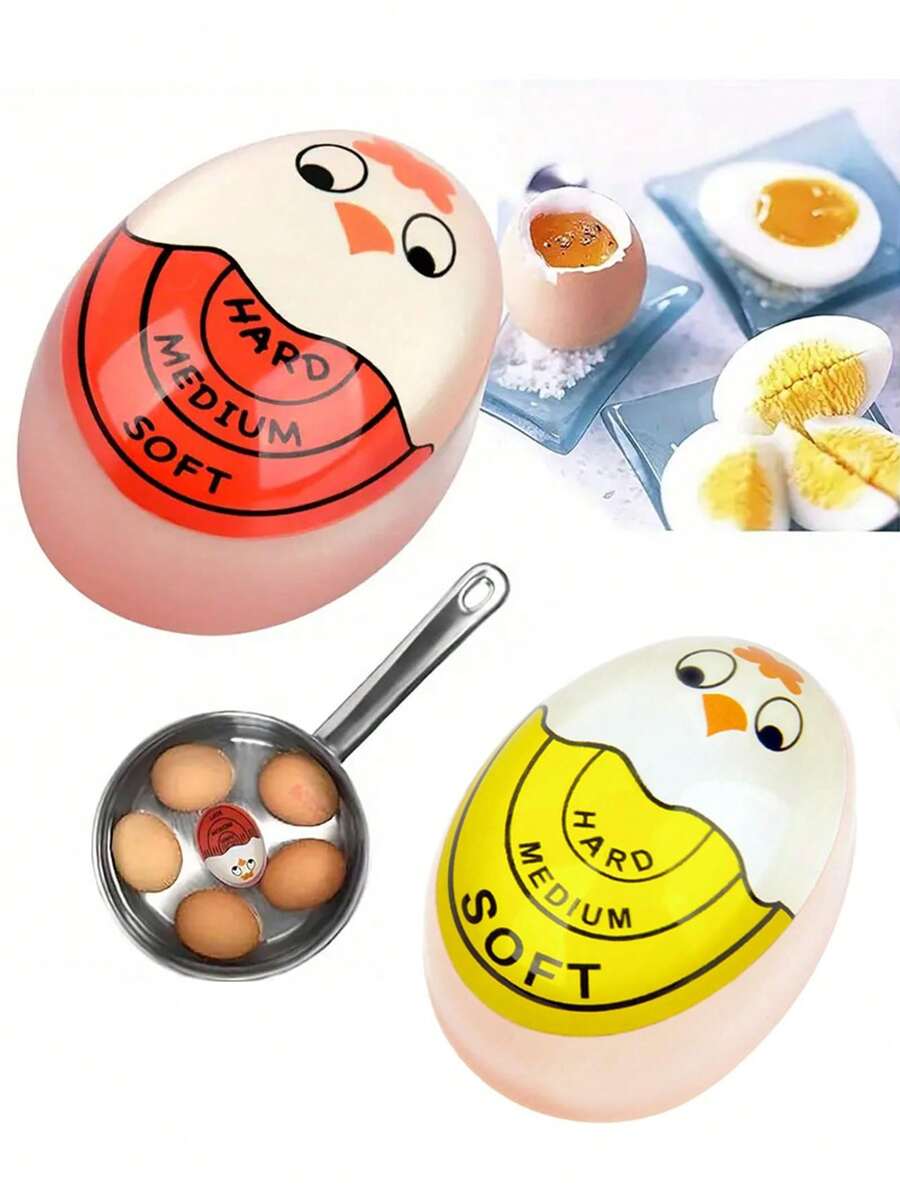 1pc Red/Yellow/Purple Boiled Egg Timer, Boiled Egg Timer, Kitchen Timer, Hot Spring Egg Soft-Boiled Egg Viewer, Color Changing Boiled Egg Timer, Reusable Boiled Egg And Hard-Boiled Egg Heat-Sensitive Kitchen Breakfast Tools, Household Appliances For Dining Room
