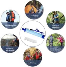 Pajita de filtro de agua para exteriores, filtro de agua personal, kit de supervivencia de emergencia, purificador de agua para camping, senderismo, montañismo y mochilero, con capacidad para 1500 litros de agua