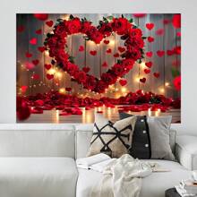 1 pezzo Sfondo fotografico per fotografia romantica di anniversario di matrimonio, con decorazione a banner di amore rosso, rosa, per confessione d'amore, San Valentino, festa della mamma, 82,7*59,1/59,1*39,4/39,4*29,5 pollici