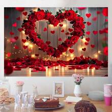 1 pezzo Sfondo fotografico per fotografia romantica di anniversario di matrimonio, con decorazione a banner di amore rosso, rosa, per confessione d'amore, San Valentino, festa della mamma, 82,7*59,1/59,1*39,4/39,4*29,5 pollici