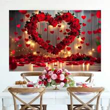1 pezzo Sfondo fotografico per fotografia romantica di anniversario di matrimonio, con decorazione a banner di amore rosso, rosa, per confessione d'amore, San Valentino, festa della mamma, 82,7*59,1/59,1*39,4/39,4*29,5 pollici