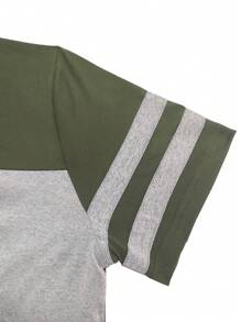 Color Block Print Casual Crew Neck Short Sleeve Top And Leggings Set