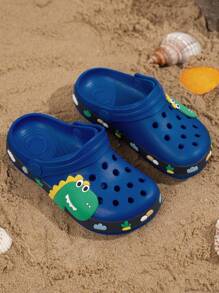 Kids Boys Girls Cartoon Charming Wooden Clogs Slippers, Cute Toddlers Lightweight Beach Pool Sandals - Royal Blue - View 4