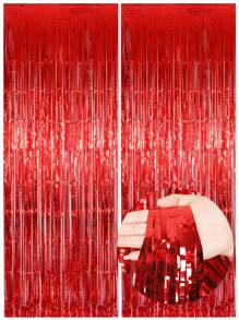 2 Stücke - 1*2m Metallic Folien Fransen Vorhang, Hintergrund Schimmer Quasten Vorhang für Hintergrundwand, Schwarz, Weiß, Gold, Silber, Rot, Pink, Grün, Roségold, Lila, Blau Quaste Vorhang geeignet für Neujahr, Geburtstag, Valentinstag, Hochzeit, Verlobung, Party Hintergrund, Abschluss, Halloween, Junggesellinnenabschied, Jubiläumsdekoration, Erwachsene Satin transparenter Vorhang